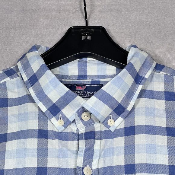 Vineyard Vine Shirt Mens X-Large Blue Plaid Slim Longshore Button Up Long Sleeve - Picture 2 of 13